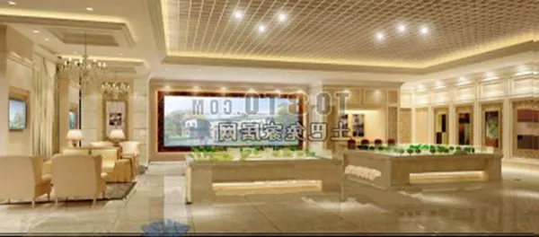 Exhibition Showroom Marble Floor With Red Wall 3d model