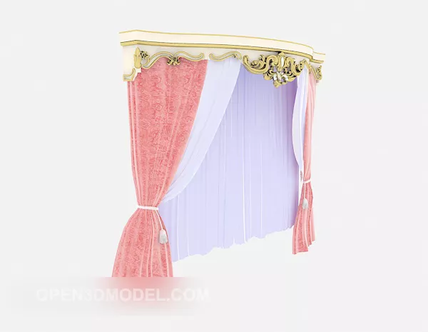 Dual Layer Curtain Grey Textile 3d model