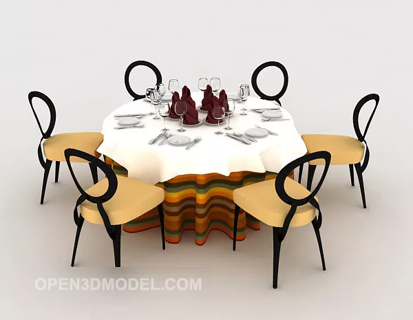 Fresh Six-person Table Furniture 3d model Fresh Six-person Table Furniture 3d model
