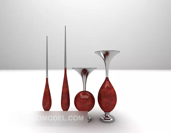 Porcelain Vase Decor Floral Texture 3d model