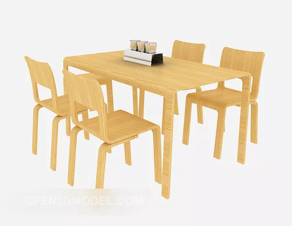 Yellow Wooden Dinning Table 3d model Yellow Wooden Dinning Table 3d model