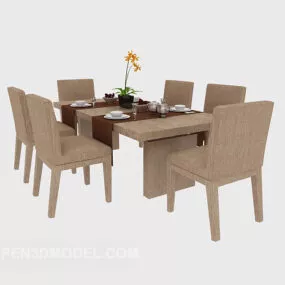 Garden-style Dining Table And Chair 3d model