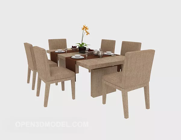 Garden-style Dining Table And Chair 3d model Garden-style Dining Table And Chair 3d model