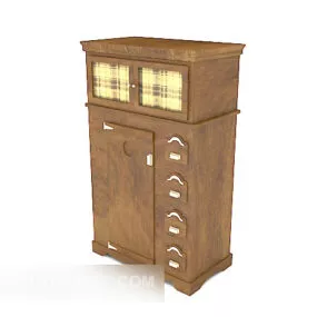 Garden Wooden Cabinet Yellow Wood 3d model