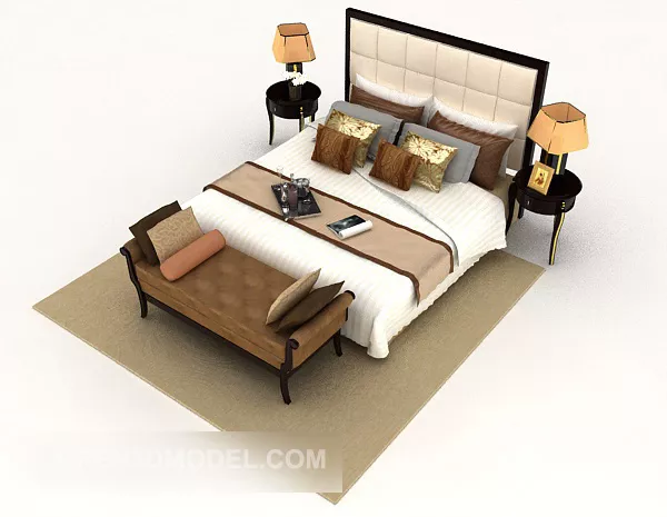 Generous Minimalist European Double Bed 3d model Generous Minimalist European Double Bed 3d model