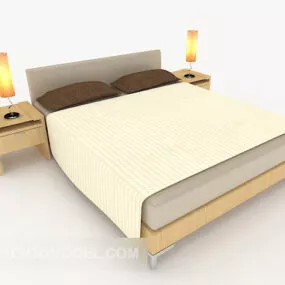 Generous Simple Double Bed Furniture 3d model