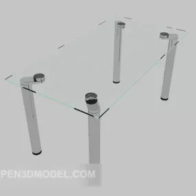 Glass Rectangular Coffee Table Iron Legs 3d model