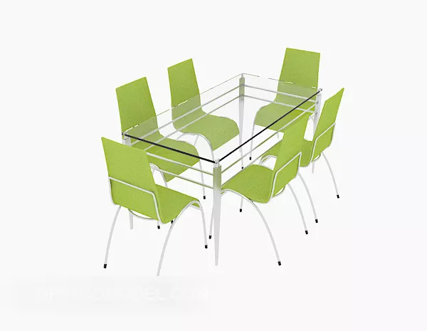 Glass Table, Stainless Steel Chair 3d model Glass Table, Stainless Steel Chair 3d model