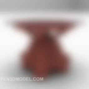 Glass Trim Wooden Table 3d model