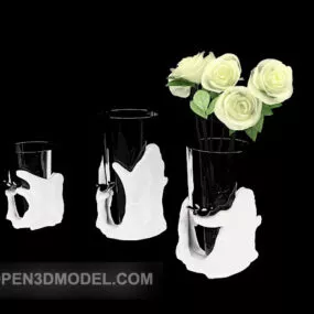Glass Vase Plant Decoration 3d model