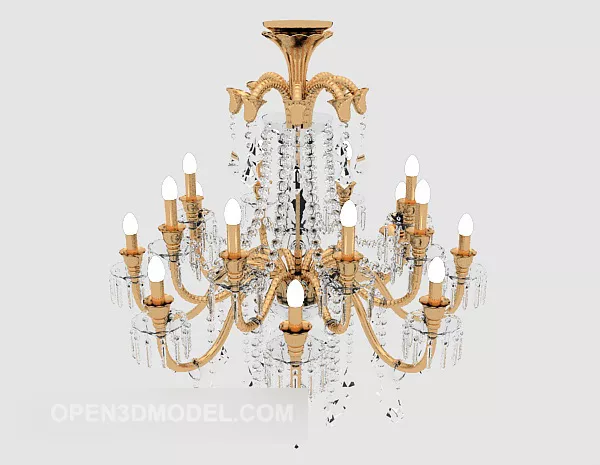 Gold Common Chandelier 3d model Gold Common Chandelier 3d model