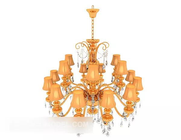 Gold Crystal Chandelier Lighting 3d model Gold Crystal Chandelier Lighting 3d model