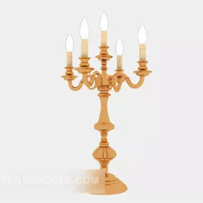 Gold European Candlestick Light 3d model