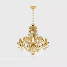 Gold European Chandelier 3d model
