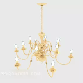 Gold European Home Chandelier 3d model