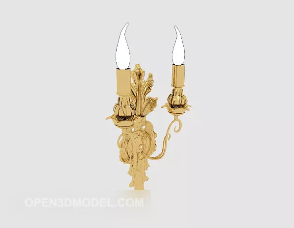 Gold European Home Wall Lamp Design 3d model Gold European Home Wall Lamp Design 3d model