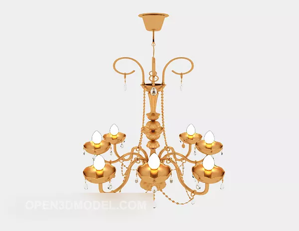 Gold European Simple Chandelier 3d model Gold European Simple Chandelier 3d model