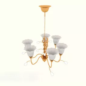 Gold European Euro Chandelier 3d model