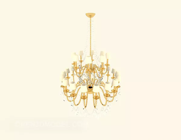 Gold Living Room Chandelier 3d model Gold Living Room Chandelier 3d model