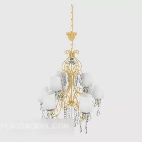 Gold Simple Crystal Chandelier 3d model