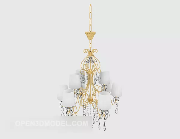 Gold Simple Crystal Chandelier 3d model Gold Simple Crystal Chandelier 3d model