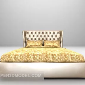 Yellow Pattern Double Bed Furniture 3d model