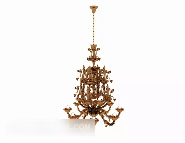 Gold Fancy Chandelier 3d model Gold Fancy Chandelier 3d model