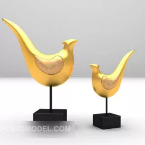 Bird Gold Furnishing Sculpture Decorative 3d model