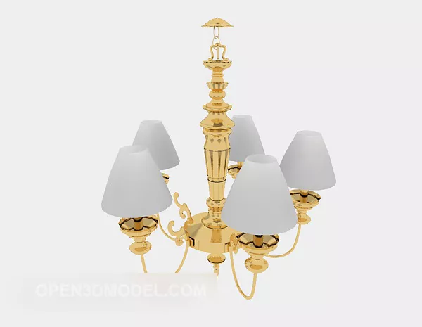 Gold Home Simple Chandelier 3d model Gold Home Simple Chandelier 3d model