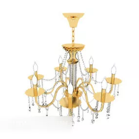Gold Minimalist Crystal Chandelier 3d model