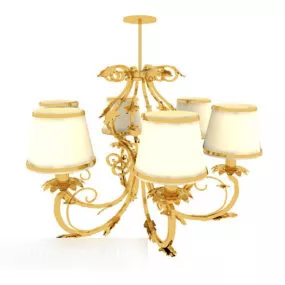 Gold Patterned Chandelier 3d model