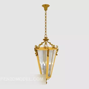 Gold Simple Chandelier Design 3d model