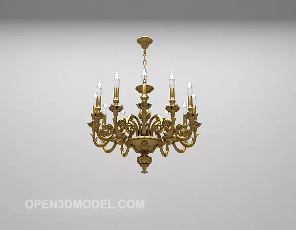 Gorgeous Brass Chandelier 3d model Gorgeous Brass Chandelier 3d model