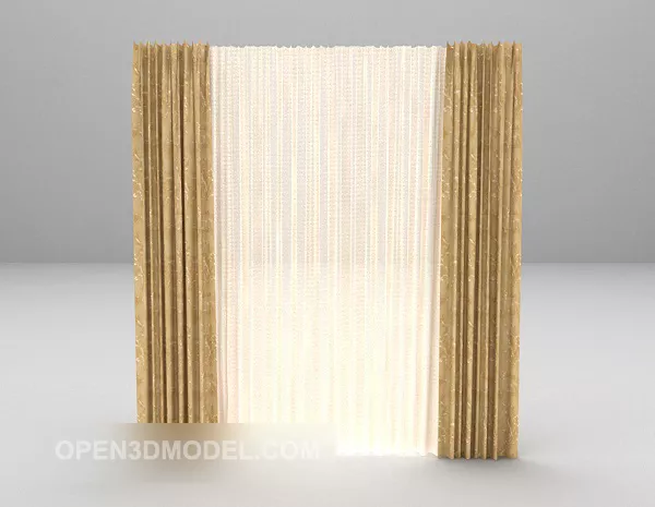 Textile Scroll Curtain Vertical Side 3d model