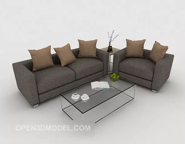 Gray Line Combination Sofa 3d model Gray Line Combination Sofa 3d model