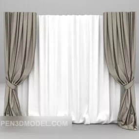 Gray white curtain furniture 3d model