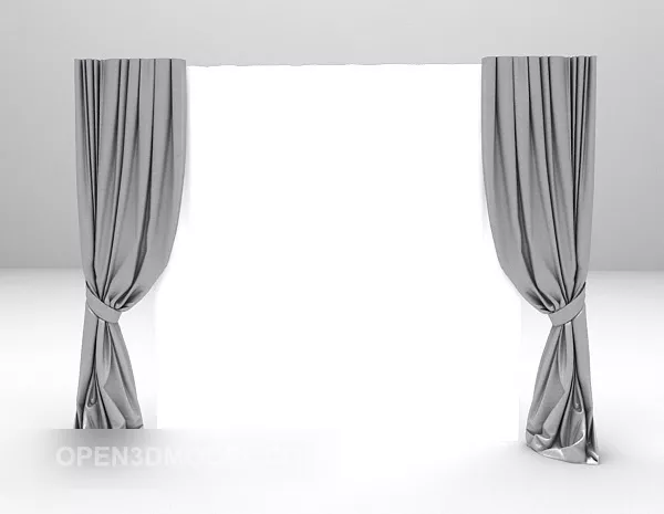 Curtain Two Layer With Top Panel 3d model
