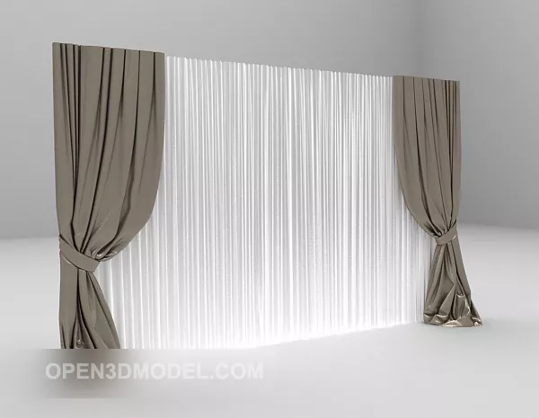 White Gray With Curtain 3d model White Gray With Curtain 3d model