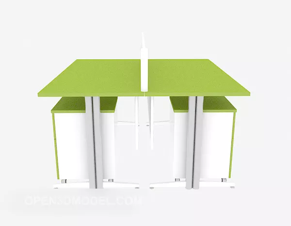 Green And White With Desk 3d model Green And White With Desk 3d model