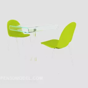 Green Casual Table Chair Set 3d model
