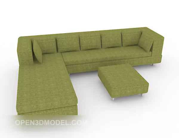 Home Multi-seaters Sofa Green Fabric 3d model Home Multi-seaters Sofa Green Fabric 3d model