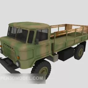 Military Green Pickup Truck 3d model