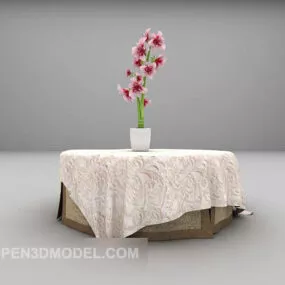 Cloth Cover Round Table Furniture 3d model