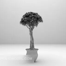 Green Potted Office Decor 3d model