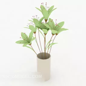 Green Simple Potted Tree 3d model