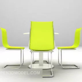 Plastic Chair With Table 3d model
