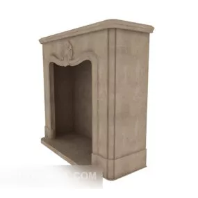 Brown Stone European Fireplace 3d model