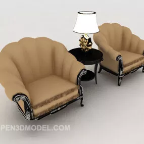 Grey European Single Sofa Design 3d model