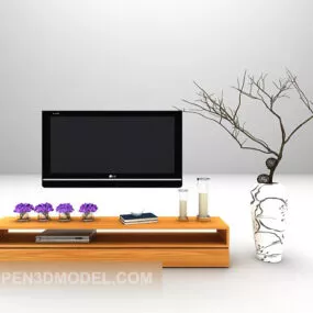 Grey Wood Tv Cabinet Furniture 3d model