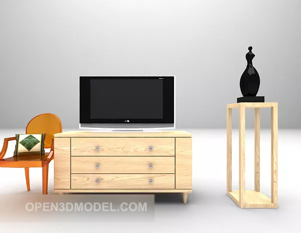 Grey Tv Cabinet Wooden Furniture 3d model Grey Tv Cabinet Wooden Furniture 3d model